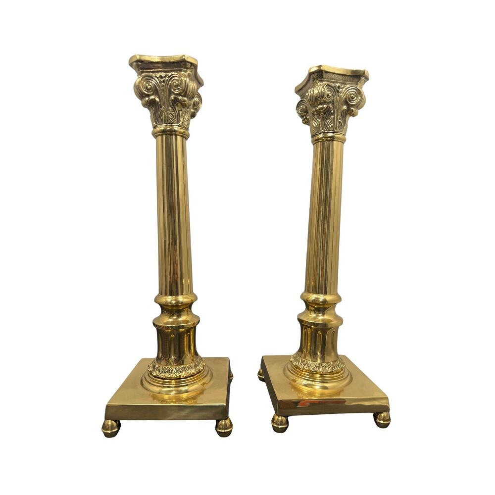 Vintage Decorative Crafts 32676 Corinthian Column Brass Candlesticks Pair 16.5"